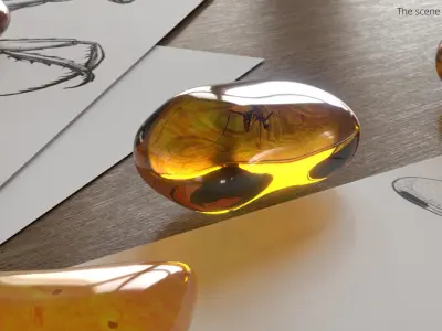 Amber Stone with Mosquito Fossil 3D model