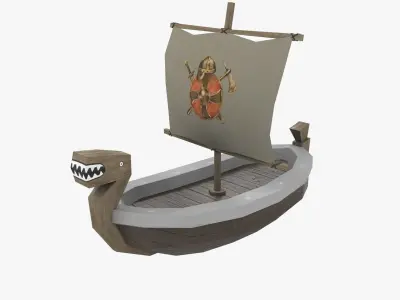 ship low poly viking Free low-poly 3D model