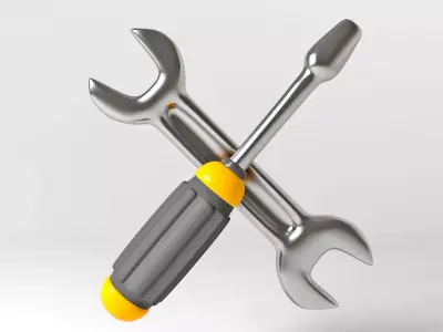 Crossed Wrench and Screwdriver 3D model