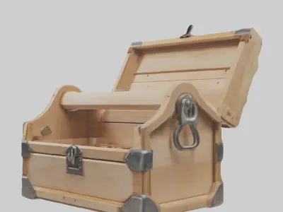 Wooden Toolbox Low-poly 3D model