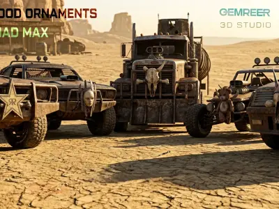 Car Hood Ornaments Mad Max Style   Low-poly 3D model