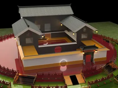 Chinese ancient courtyard  house 3D model get