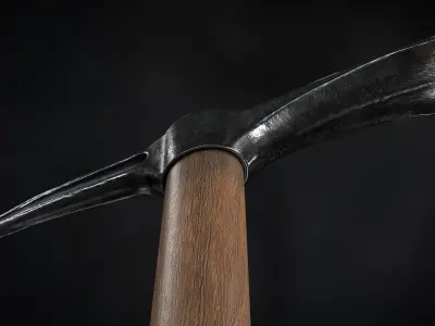 Pickaxe PBR Low-poly 3D model axe with wooden handle Low-poly 3D model
