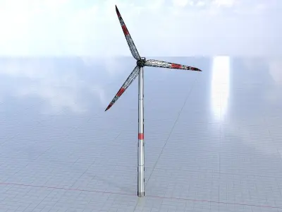 Wind turbine N1 H-150 RD 148 m Low-poly 3D model