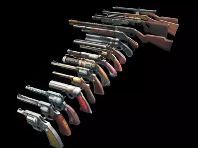 West Gun Pack Weapons Low-poly 3D model