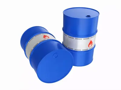 Steel oil barrel set blue 3D model