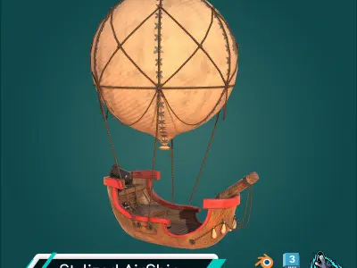 Stylized Airship Low-poly 3D model
