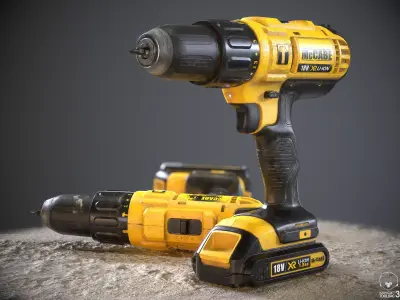 Handheld Cordless Drill Driver Low-poly 3D model