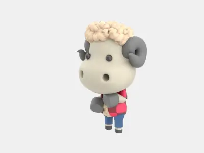 Cute Sheep 3D Illustration 3D model 5