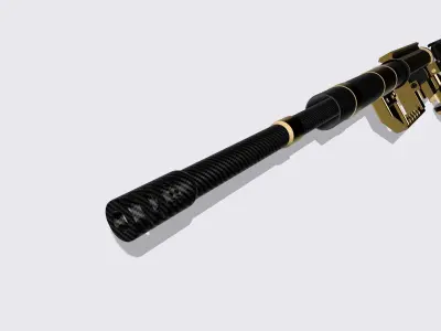 Gold and Carbon Sniper Gun CheyTac M200 Version 3D model