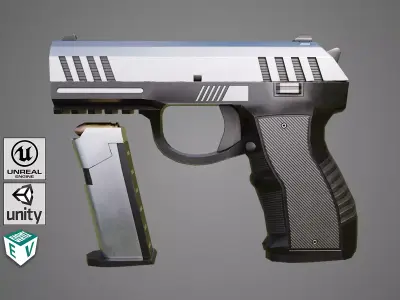 Pistol 04 Generic All PBR Unity UE Textures Included Low-poly 3D model