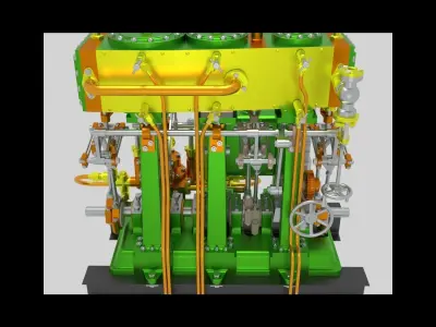 Triple expansion marine steam engine 3D model