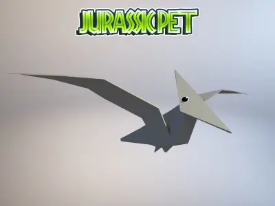 Pterodactylus origami bird Low-poly 3D model