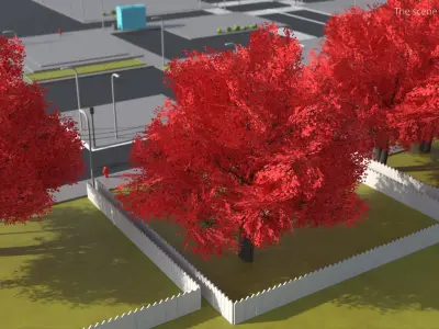  Realistic Lowpoly Red Maple Foliage Tree 