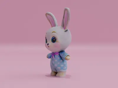 Rabbit Doll Children Free low-poly 3D model