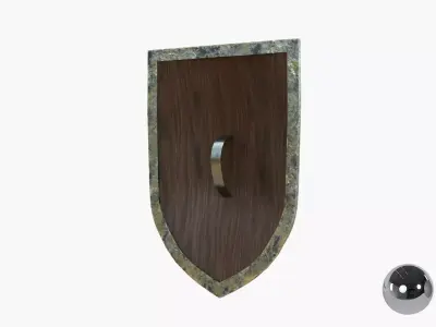 Medival knight wooden shield Low-poly 3D model