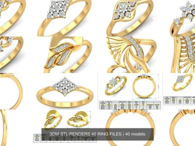 3DM-STL-RENDERS 40 RING FILES 3D Model Pack