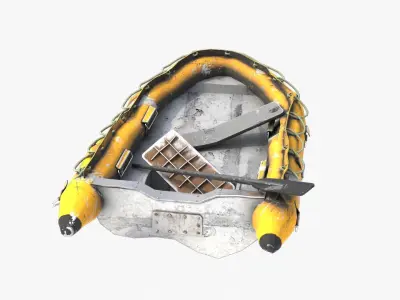 Broken Inflatable Boat Low-poly 3D model