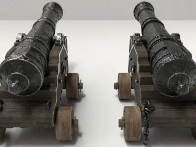 Old Cannon Low-poly 3D model by Infinity-Models