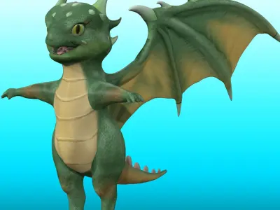 Cute Cartoon Dragon Low-poly 3D model purchase