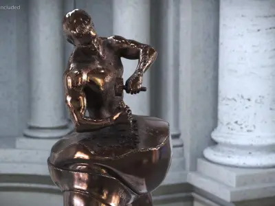 Man Sculpting Body Statue Bronze 3D model