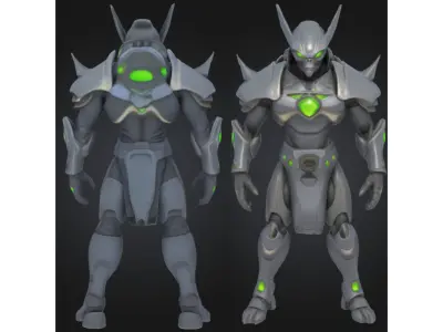 Stylized Sci Fi Alien Warrior Low-poly 3D model