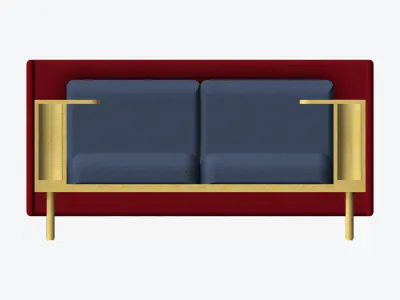 Sofa - Contemporary - Flame - Small Work Shelf - Leftand Right Low-poly 3D model