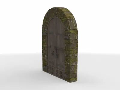 medieval wooden gate 01  3D model