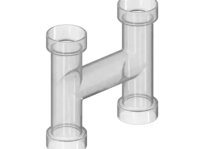 Transparent Plumbing H Fitting 3D model