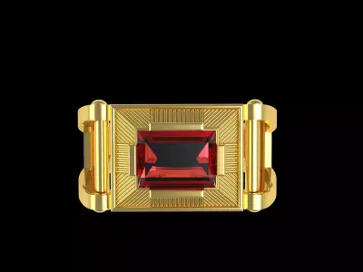 Baguette Gents Ring 3D print model