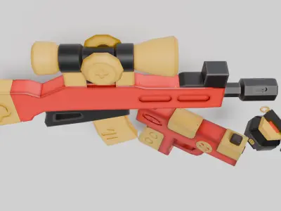 Gun Set Low-poly 3D model