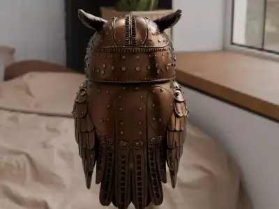 Mechanical Steampunk Owl - Victorian Detailed 3D model
