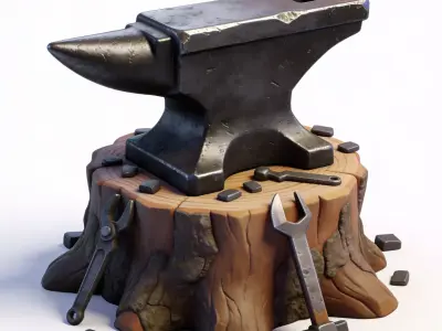 Fantasy Blacksmith Anvil 3D Model Low-poly 3D model buy