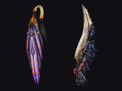 Sword and Light Shield Armor Dagger Dark Edged Cutting Magic Low-poly 3D model