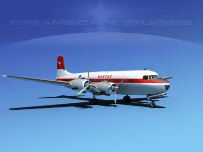 Douglas DC-7B Qantas 3D model