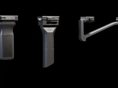 Rifle Gun Foregrip Accessory Pack Low-poly 3D model