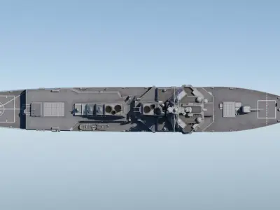 USS Arleigh Burke Class Flight IIA Fully-Rigged Game Ready Low-poly 3D model
