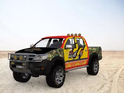 Toyota Hilux offroad cab pickup 4x4 Low-poly 3D model