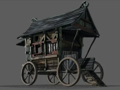 Fancy Medieval Caravan Low-poly 3D model