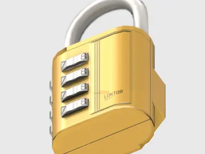 4 Digit Combination Padlock Low-poly 3D model