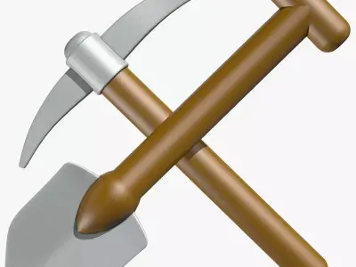 Shovel and Pick Axe Low-poly 3D model