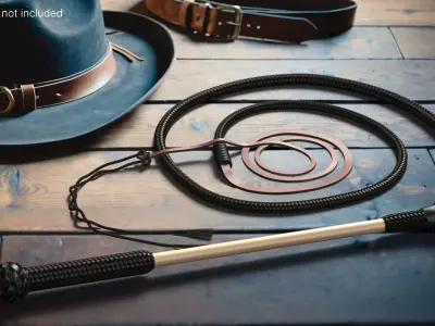 Historical Leather Whip Coiled Black 3D model