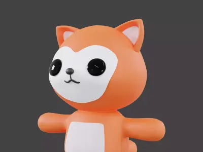 Character Fox kawaii cute Free low-poly 3D model