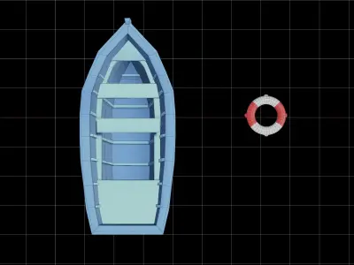 Cartoon boat Free low-poly 3D model