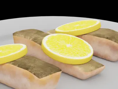 Fried Tuna plate Low-poly 3D model