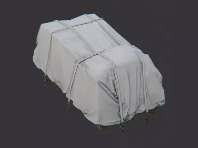 Train Crate Tarpaulin on Wooden Pallet Low-poly 3D model