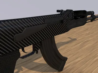 Ak-47 with bullets Low-poly 3D model