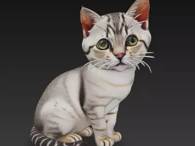 Optimized Low-Poly Kitten 3D Model UE5- Unity Real-Time Ready Low-poly 3D model