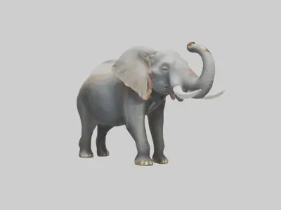 Elephant trumpeting model Low-poly 3D model