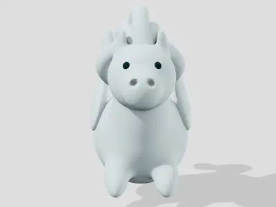 Cute little pegasus flying  3D model